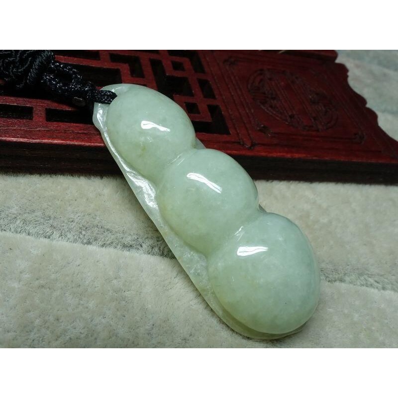 清貨不議價350元~天然緬甸玉A貨/糯種淡黃，福豆玉墜~附繩鍊~(61Z381)~孫裴筠-細節圖6