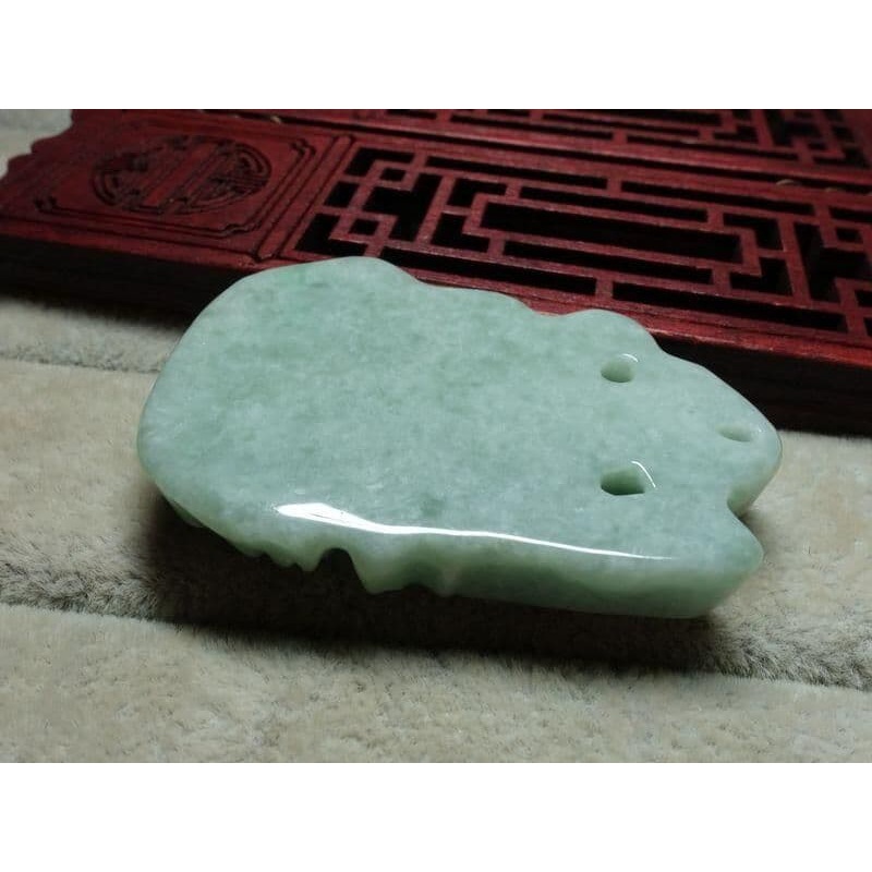 清貨不議價999元~天然緬甸玉A貨/糯種淡綠，玄天上帝玉墜~附證繩鍊~(31Z1177-11)~孫裴筠-細節圖2