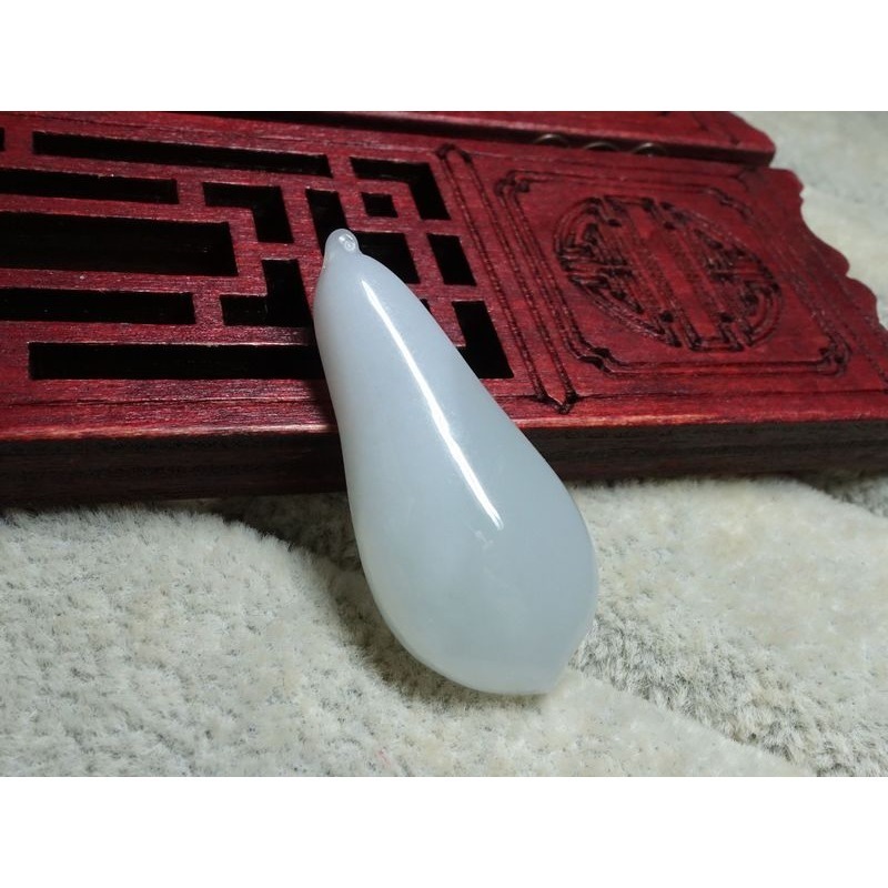 清貨不議價500元~天然緬甸玉A貨/糯種/細糯，福瓜玉墜~附證附繩鍊~(73Z562)~孫裴筠-細節圖7