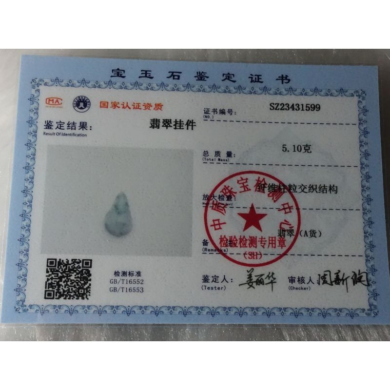 清貨不議價799元~天然緬甸玉A貨/糯種飄綠，福瓜玉墜~附證附繩鍊~(28Z571)~孫裴筠-細節圖8