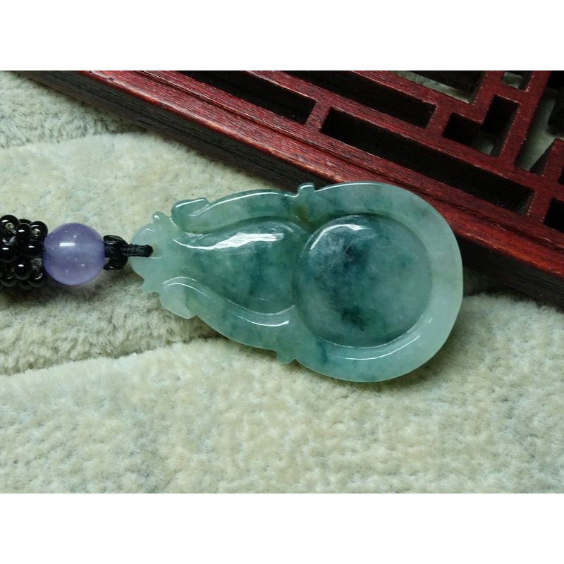 天然緬甸玉A貨/飄綠，葫蘆玉墜~出清不議價1380元~附證附繩鍊~(69Z1058)~清貨~孫裴筠-細節圖7
