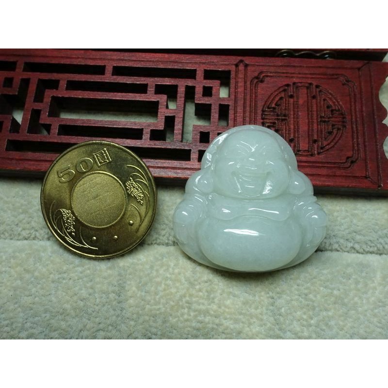 清貨不議價1380元~天然緬甸玉A貨/糯種，彌勒佛玉墜~附證附繩鍊~(69Z1522)~孫裴筠-細節圖3