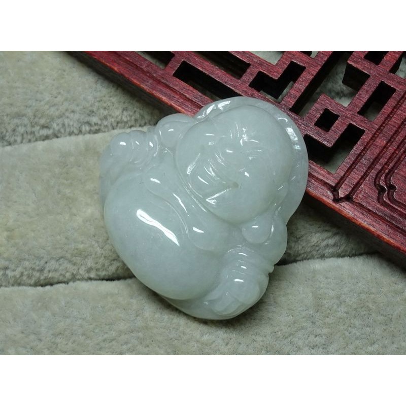 清貨不議價1380元~天然緬甸玉A貨/糯種，彌勒佛玉墜~附證附繩鍊~(69Z1522)~孫裴筠-細節圖7