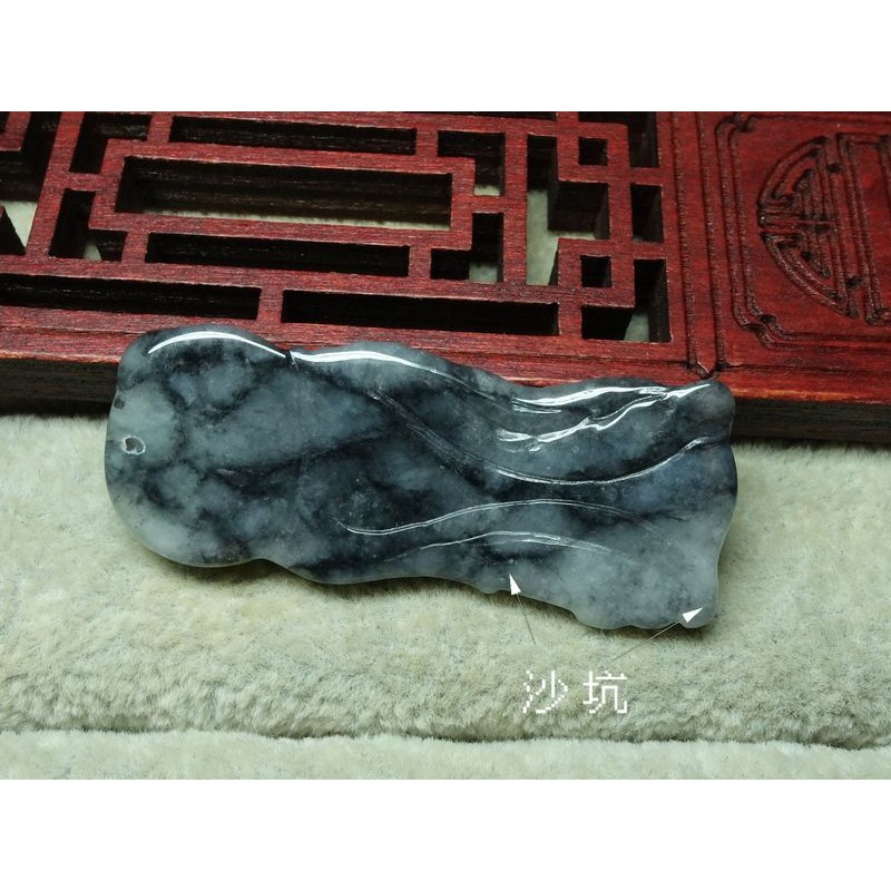 清貨不議價1000元~天然緬甸玉A貨/烏雞，關公玉墜~附證附繩鍊~(76Z1232)~孫裴筠-細節圖2