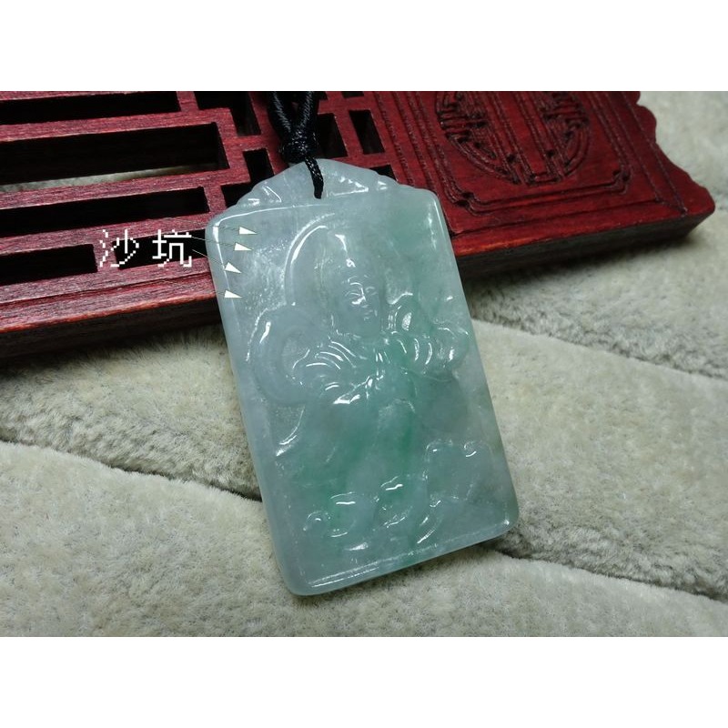 天然緬甸玉A貨/微綠淡黃，媽祖玉墜~出清不議價1080元~附證附繩鍊~(79Z1265)~清貨~孫裴筠-細節圖3