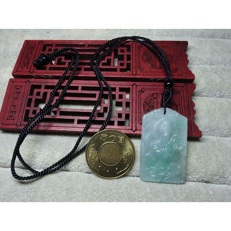 天然緬甸玉A貨/微綠淡黃，媽祖玉墜~出清不議價1080元~附證附繩鍊~(79Z1265)~清貨~孫裴筠-細節圖4
