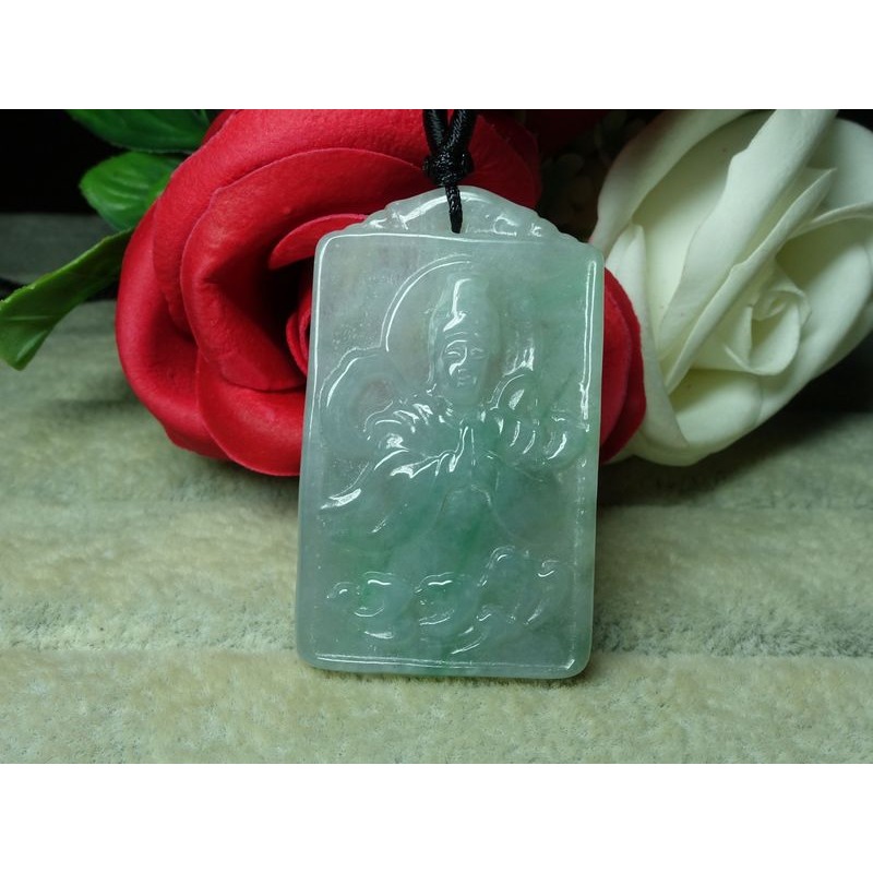 天然緬甸玉A貨/微綠淡黃，媽祖玉墜~出清不議價1080元~附證附繩鍊~(79Z1265)~清貨~孫裴筠-細節圖8