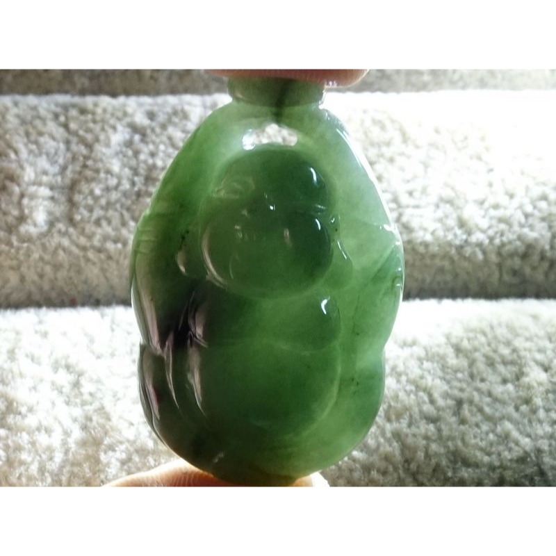 清貨不議價1000元~天然緬甸玉A貨/油青，彌勒佛玉墜~附證附繩鍊~(36Z1092)~孫裴筠-細節圖5