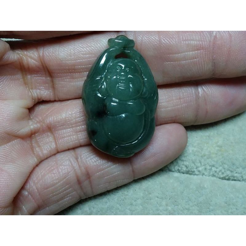 清貨不議價1000元~天然緬甸玉A貨/油青，彌勒佛玉墜~附證附繩鍊~(36Z1092)~孫裴筠-細節圖6