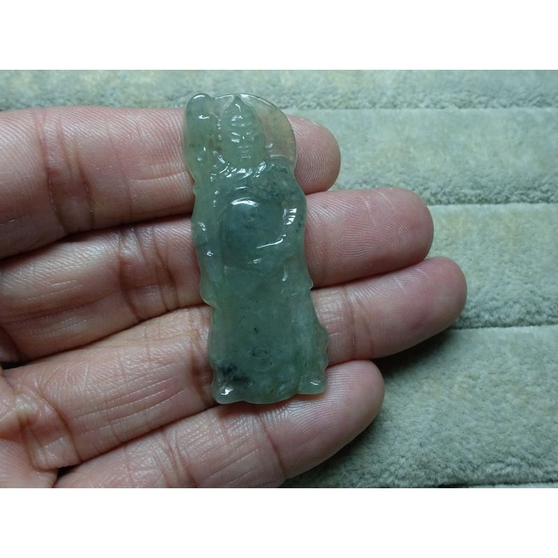 清貨不議價999元~天然緬甸玉A貨/烏雞綠，關公玉墜~附證附繩鍊~(95Z803-1)~孫裴筠-細節圖6