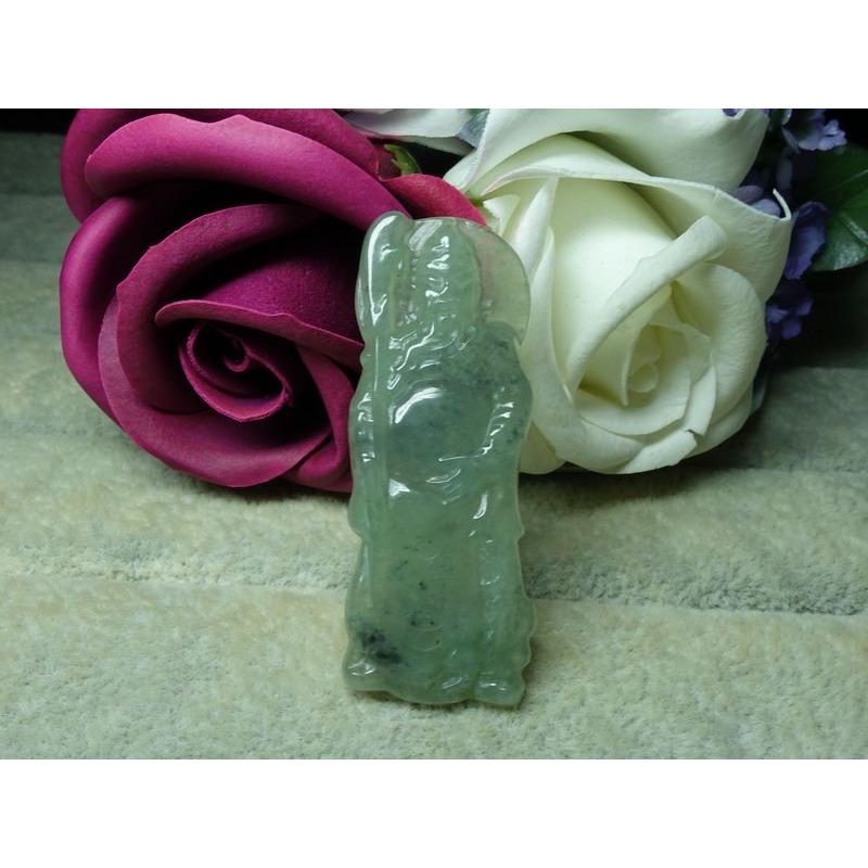 清貨不議價999元~天然緬甸玉A貨/烏雞綠，關公玉墜~附證附繩鍊~(95Z803-1)~孫裴筠-細節圖8