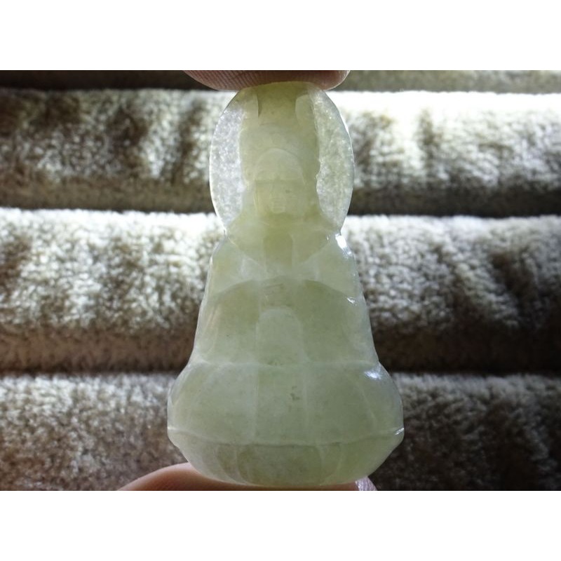 清貨不議價888元~天然緬甸玉A貨/糯種微黃，媽祖玉墜~附證附繩鍊~(80Z1296)~孫裴筠-細節圖6