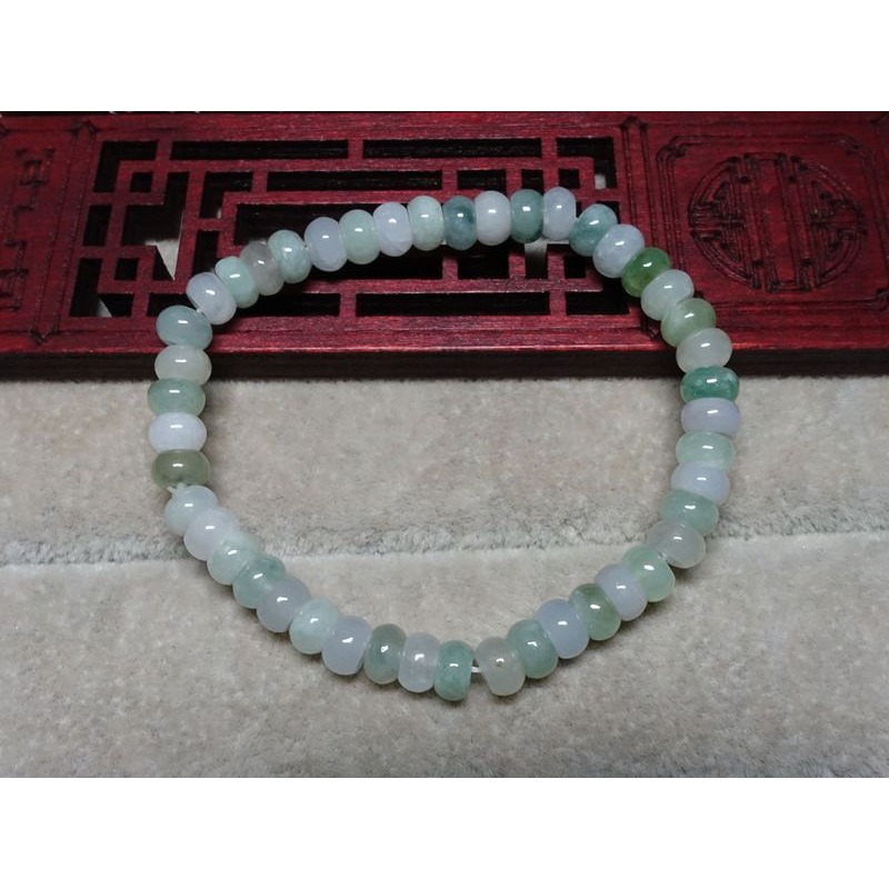 清貨不議價450元~天然緬甸玉A貨/糯種/多色，5mm算盤珠玉手鍊~(86Z193-1)~孫裴筠-細節圖5