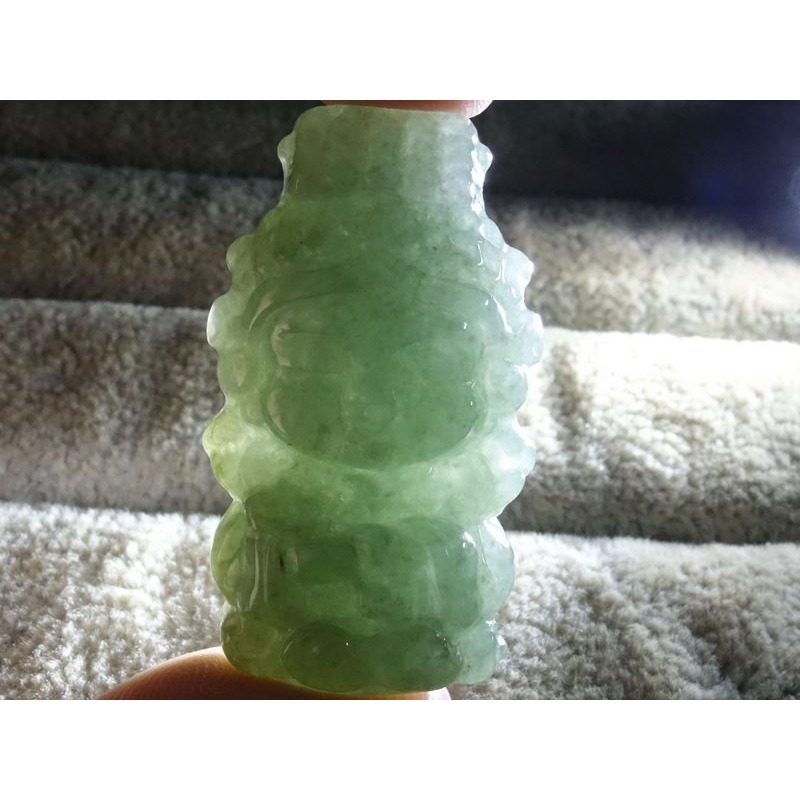 天然緬甸玉A貨/油青微黃，Q版媽祖玉墜~出清不議價1580元~附證附繩鍊~(42Z1365)~孫裴筠-細節圖5