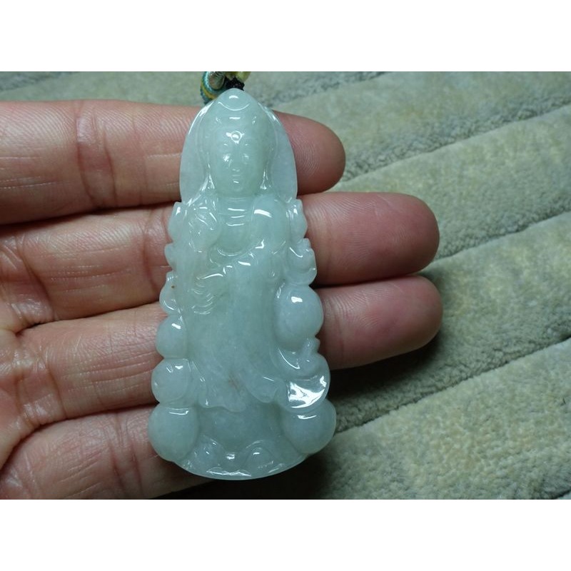 天然緬甸玉A貨/糯種，觀音玉墜~出清不議價1780元~附證附繩鍊~(91Z1002-1)~孫裴筠-細節圖5
