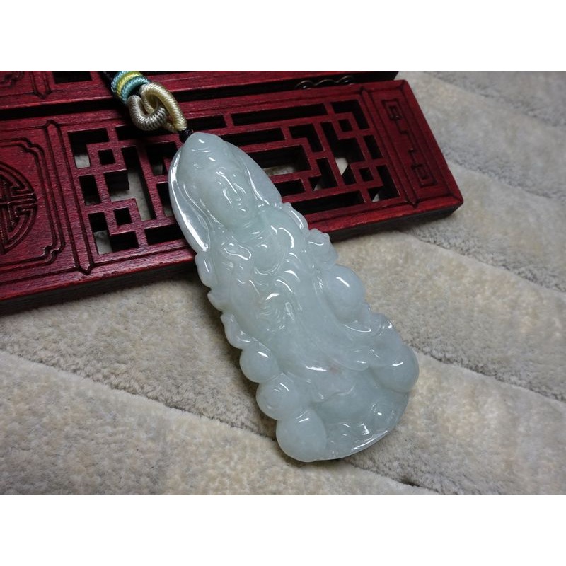 天然緬甸玉A貨/糯種，觀音玉墜~出清不議價1780元~附證附繩鍊~(91Z1002-1)~孫裴筠-細節圖8