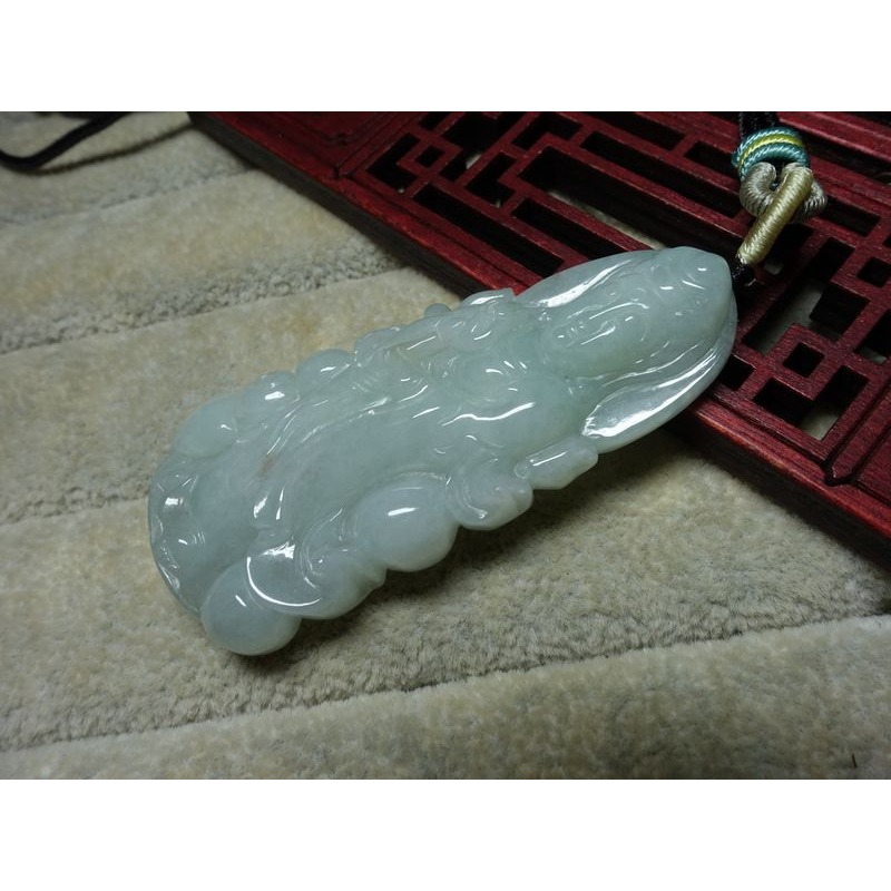 天然緬甸玉A貨/糯種，觀音玉墜~出清不議價1780元~附證附繩鍊~(91Z1002-1)~孫裴筠-細節圖9
