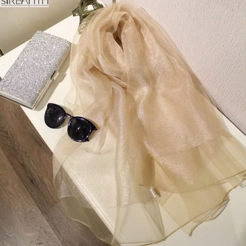 真絲絲巾桑蠶絲絲巾 晚禮服絲巾凹造型絲巾披肩 晚宴披肩金色圍巾 雙層高檔絲巾 高檔圍巾防風披肩 絲巾防曬披肩冷氣房保暖巾-細節圖3