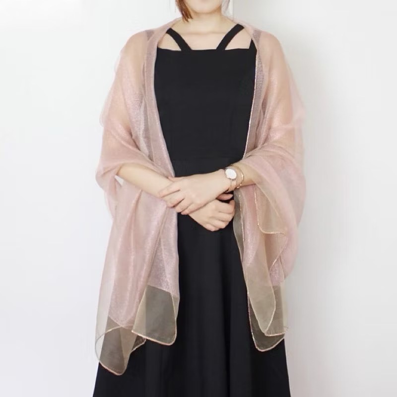 真絲絲巾桑蠶絲絲巾 晚禮服絲巾凹造型絲巾披肩 晚宴披肩金色圍巾 雙層高檔絲巾 高檔圍巾防風披肩 絲巾防曬披肩冷氣房保暖巾-細節圖6