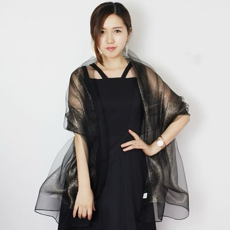 真絲絲巾桑蠶絲絲巾 晚禮服絲巾凹造型絲巾披肩 晚宴披肩金色圍巾 雙層高檔絲巾 高檔圍巾防風披肩 絲巾防曬披肩冷氣房保暖巾-規格圖7