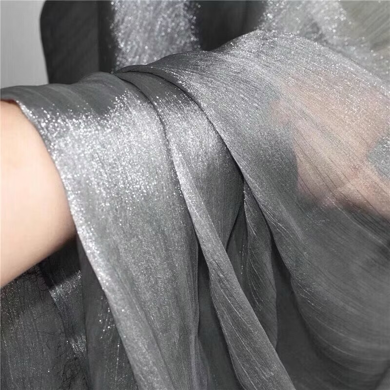 銀絲亮絲禮服披肩 閃光婚宴披肩 微硬布料絲巾 歐根紗珠光金絲巾 緞面披肩宴會禮服派對晚裝婚宴遮肉薄絲巾香檳色婚紗旗袍外搭-細節圖4