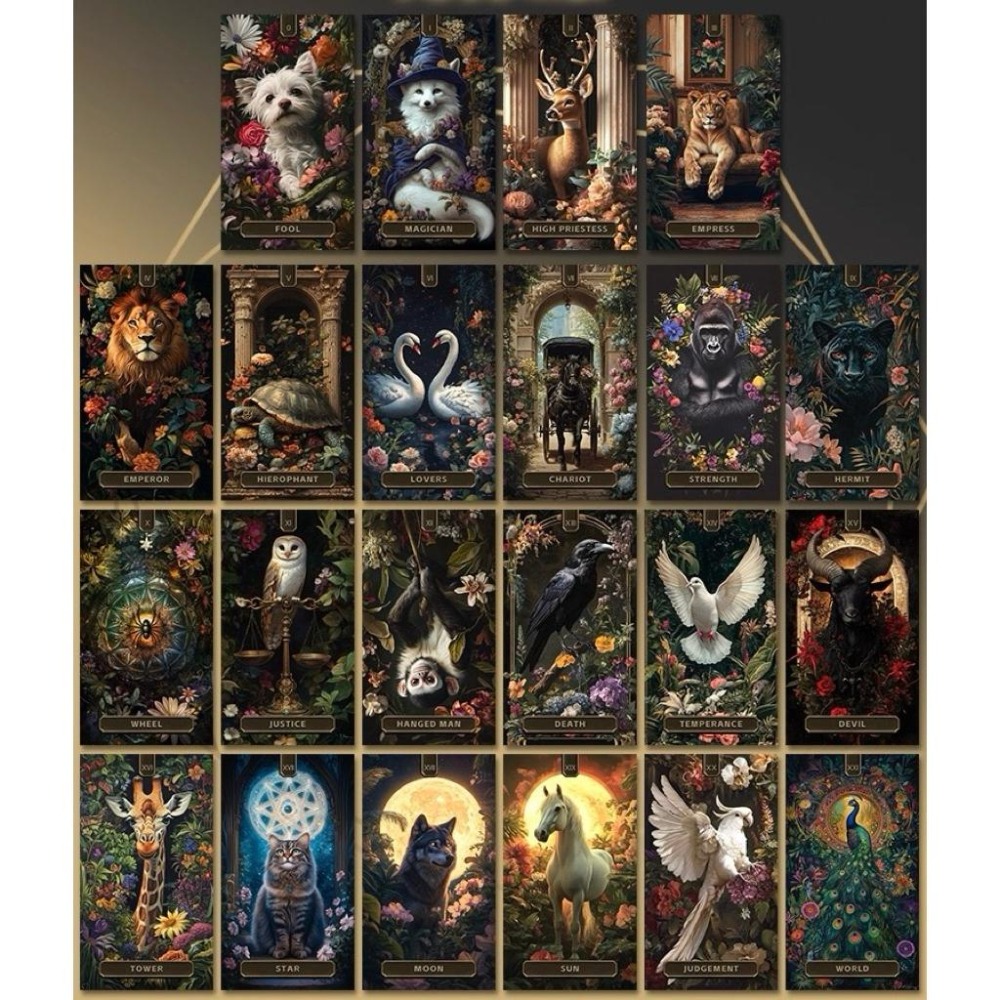 免運❤️莉莉塔羅❤️正版 動物樂園塔羅牌卡 占卜 算命 防水 PVC 偉特 卡牌 塔羅牌-細節圖5
