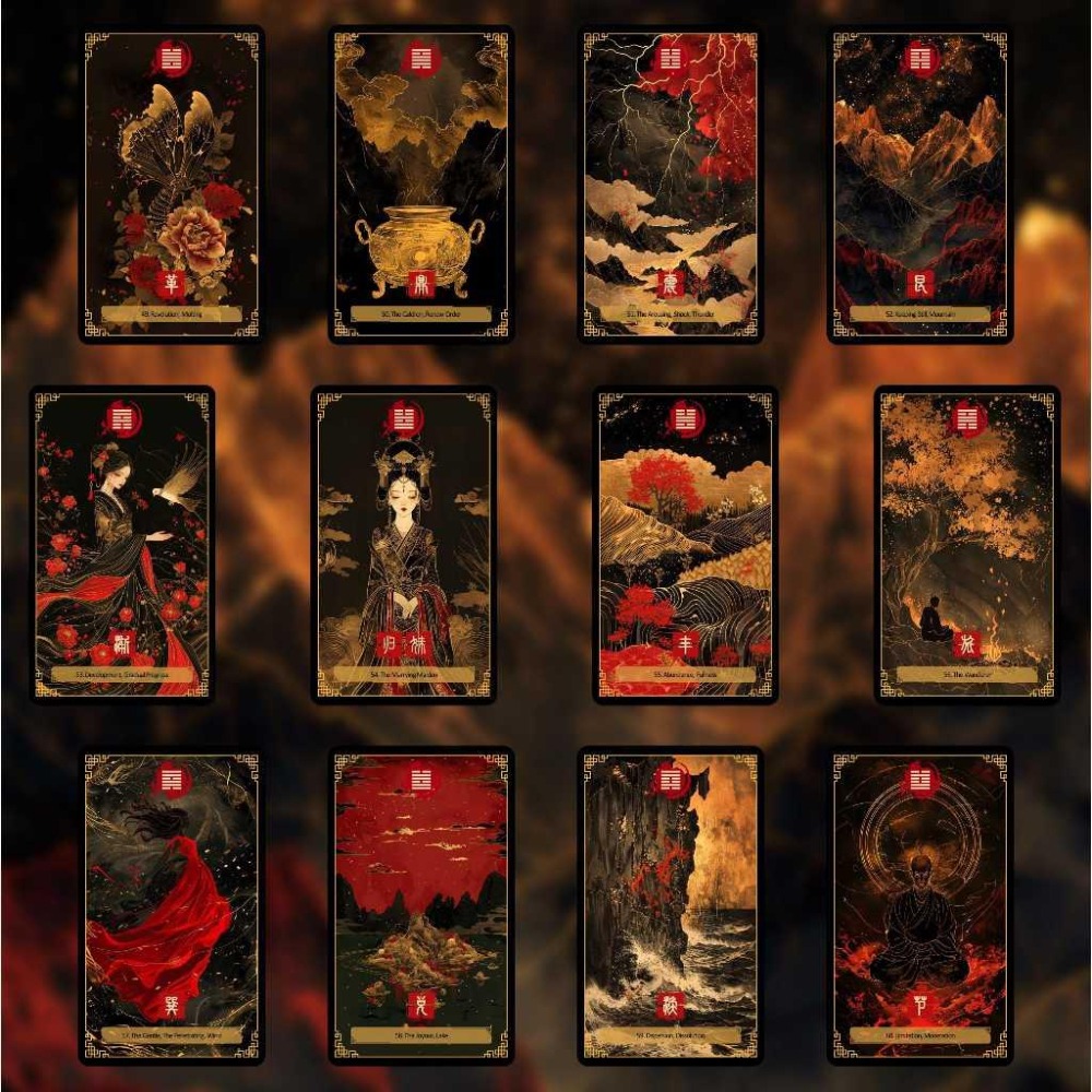 免運 現貨❤️莉莉塔羅❤️正版 易經I Ching Oracle Yin Edition 中國藝術 傳統六卦 算命 牌卡-細節圖3