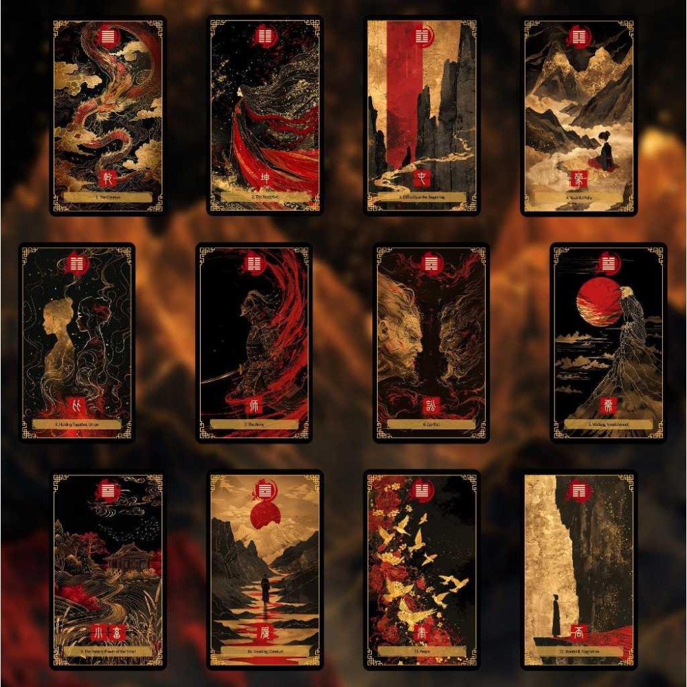 免運 現貨❤️莉莉塔羅❤️正版 易經I Ching Oracle Yin Edition 中國藝術 傳統六卦 算命 牌卡-細節圖7