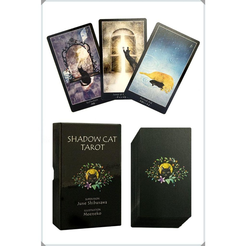 ❤️莉莉塔羅❤️正版 日本 神諭卡 Shadow Cat Tarot 黑貓占卜卡 影貓塔羅牌 偉特 卡牌 占卜卡牌-細節圖3
