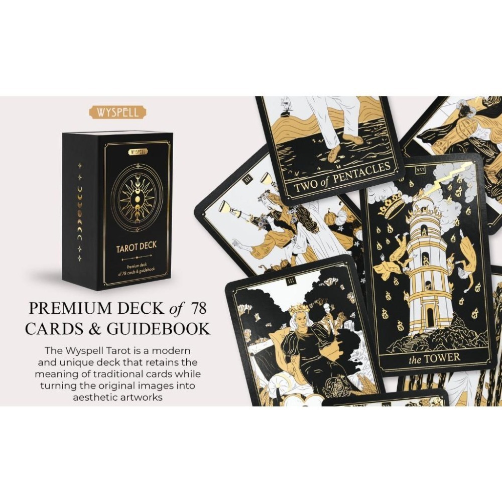 免運 ❤️莉莉塔羅❤️正版 wyspell tarot deck 黑金 塔羅牌卡 偉特 卡牌 占卜卡牌-細節圖2