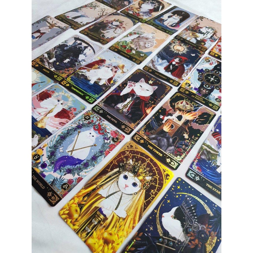 免運 ❤️莉莉塔羅占卜❤️限量 Muse Cat Tarot 繆斯貓 口袋 迷你 標準版 塔羅牌卡 偉特 卡牌-細節圖2