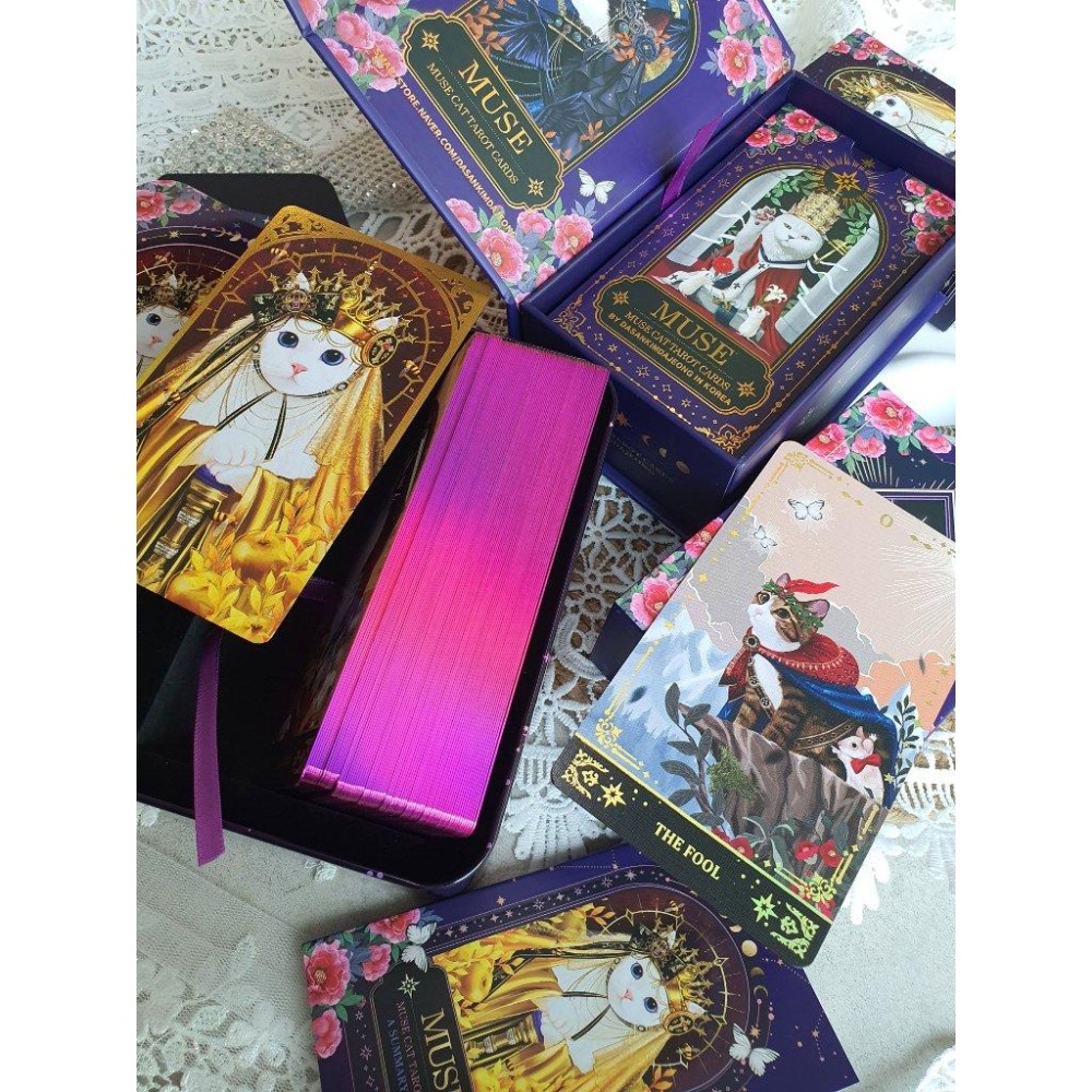 免運 ❤️莉莉塔羅占卜❤️限量 Muse Cat Tarot 繆斯貓 口袋 迷你 標準版 塔羅牌卡 偉特 卡牌-細節圖3