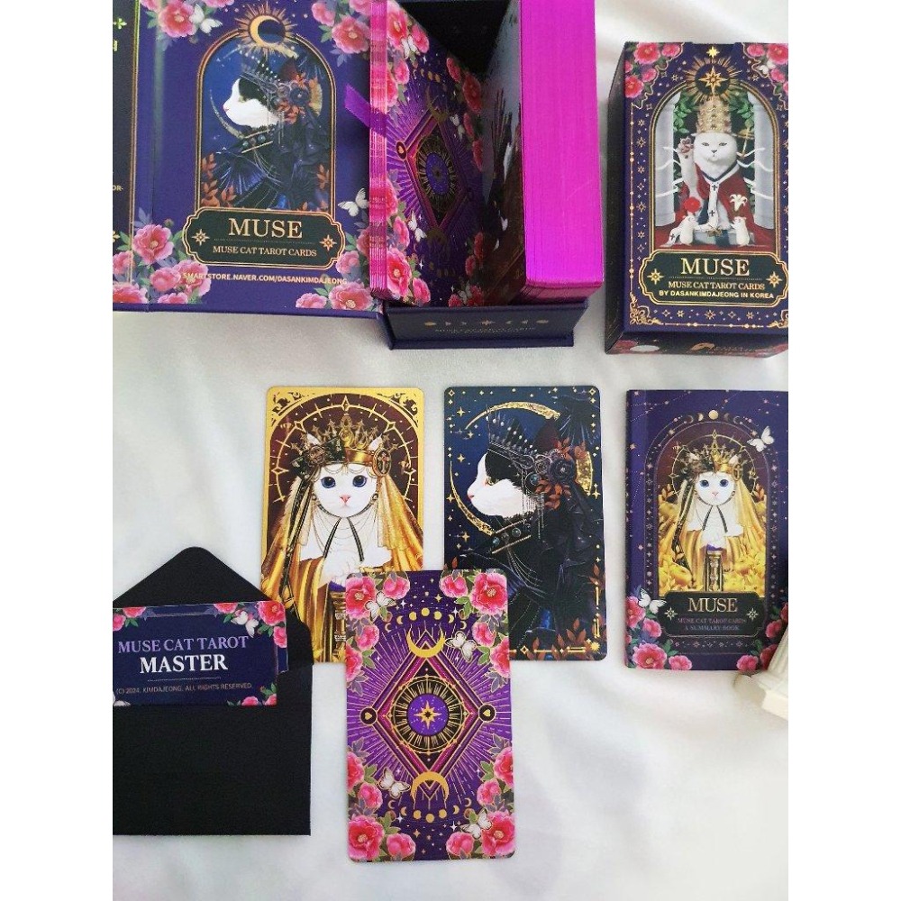 免運 ❤️莉莉塔羅占卜❤️限量 Muse Cat Tarot 繆斯貓 口袋 迷你 標準版 塔羅牌卡 偉特 卡牌-細節圖4