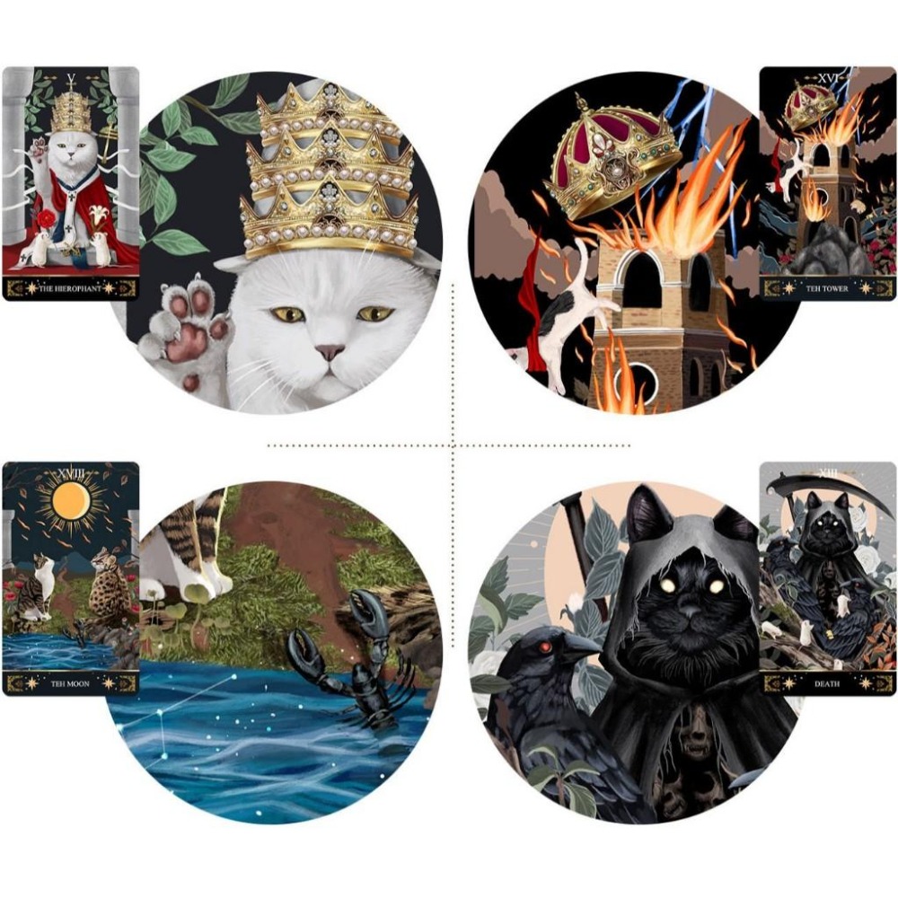 免運 ❤️莉莉塔羅占卜❤️限量 Muse Cat Tarot 繆斯貓 口袋 迷你 標準版 塔羅牌卡 偉特 卡牌-細節圖5