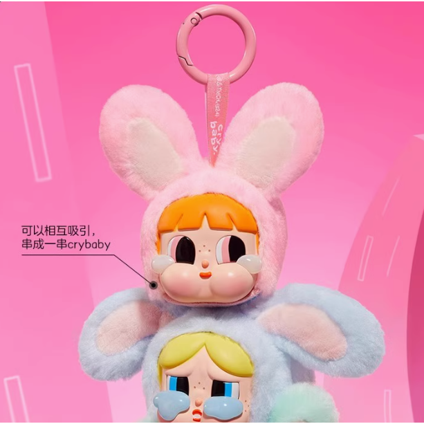 POPMART 泡泡瑪特 CRYBABY 飛天小女警系列哭娃搪膠臉毛絨掛件盲盒-細節圖3
