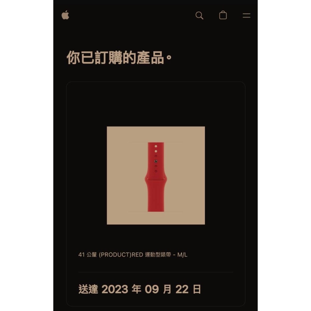 Apple Watch S9 41公釐 運動 錶帶（紅色）-細節圖3