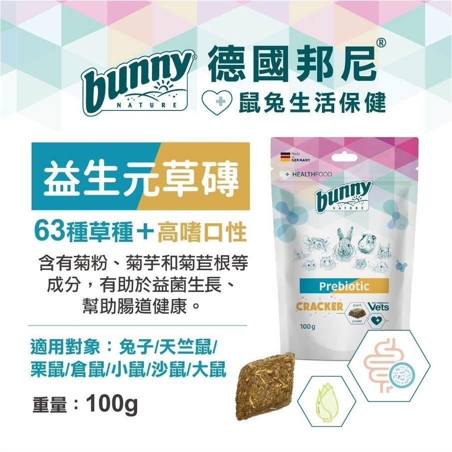 魏啥麻-德國邦尼Bunny益生元草磚100g (63種草種+腸道保健 含菊粉 菊芋 菊苣根等)兔 天竺鼠 龍貓 磨牙-細節圖2