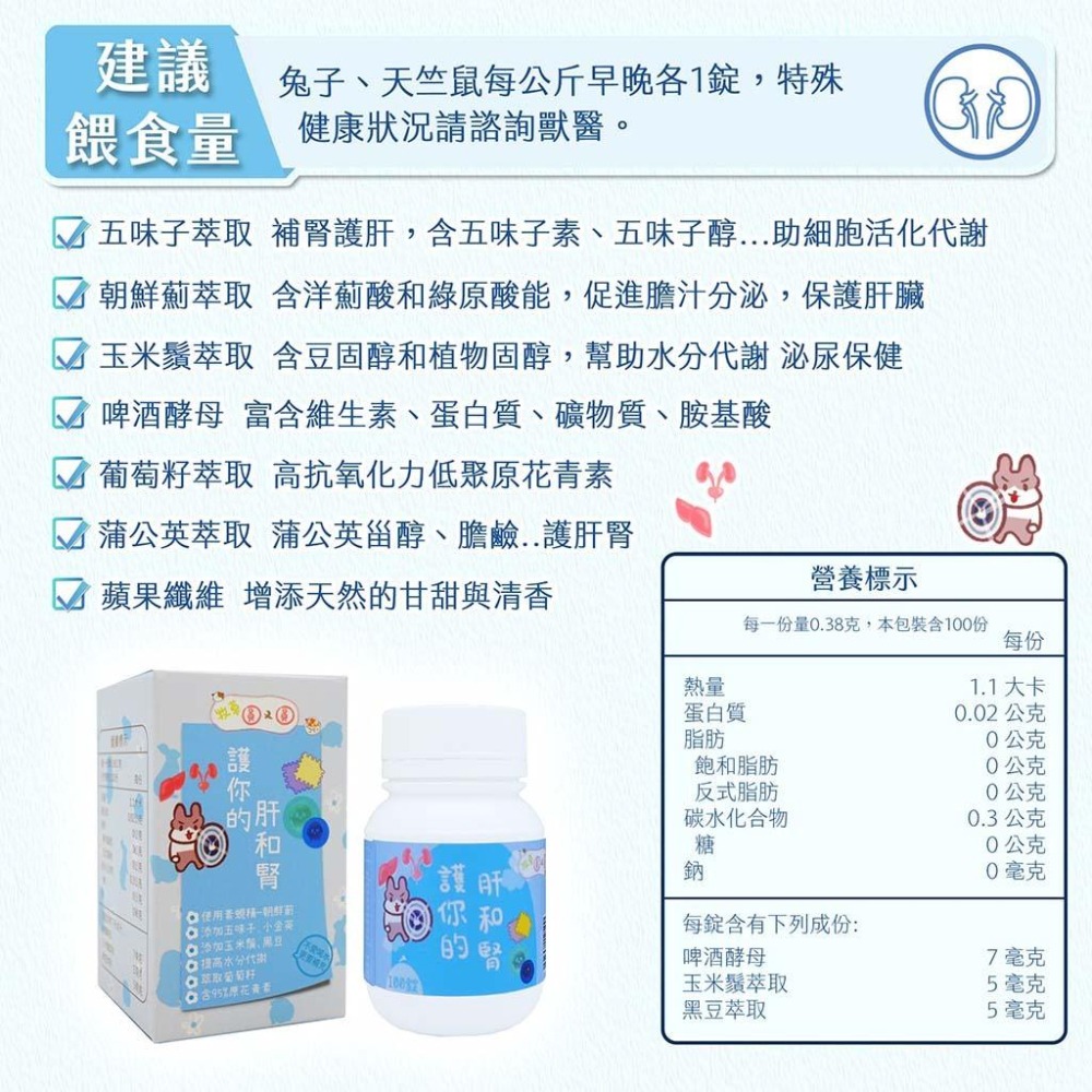 魏啥麻-牧草圓又圓 護你的肝和腎 (啤酒酵母+朝鮮薊 五味子 蒲公英 玉米鬚 黑豆 葡萄籽萃取)兔 天竺鼠保健品-細節圖4