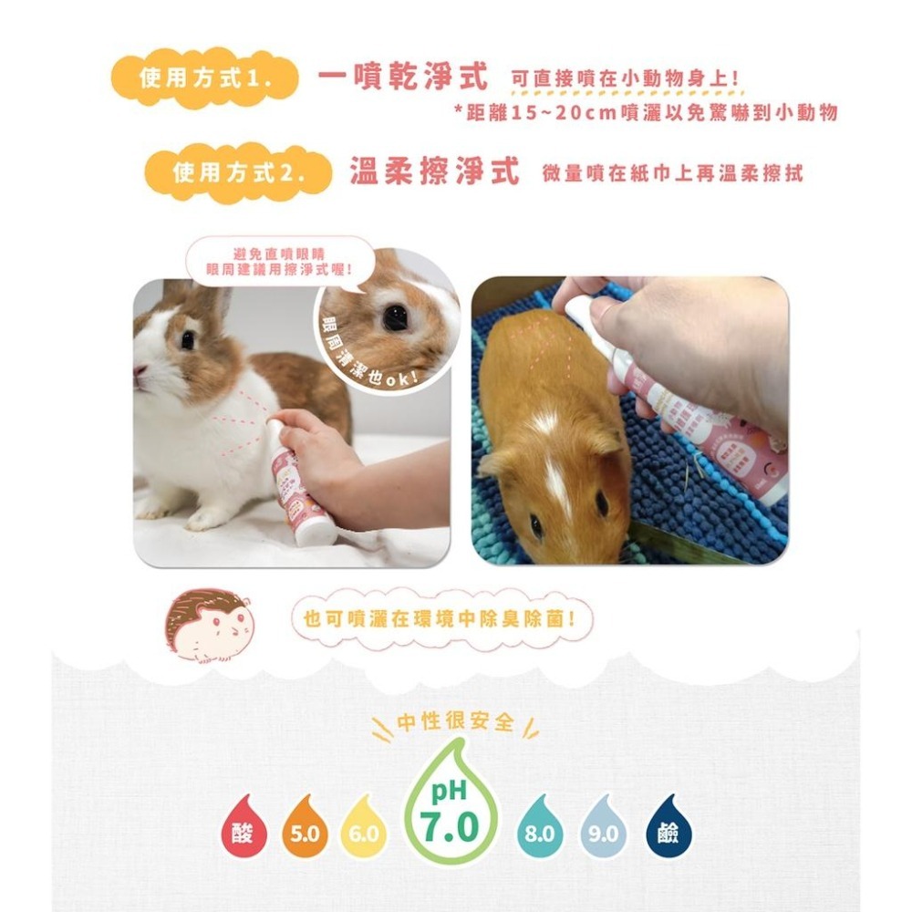 魏啥麻-光能淨 小動物身體護理清潔噴劑 60ml(寵物 兔 天竺鼠)-細節圖6