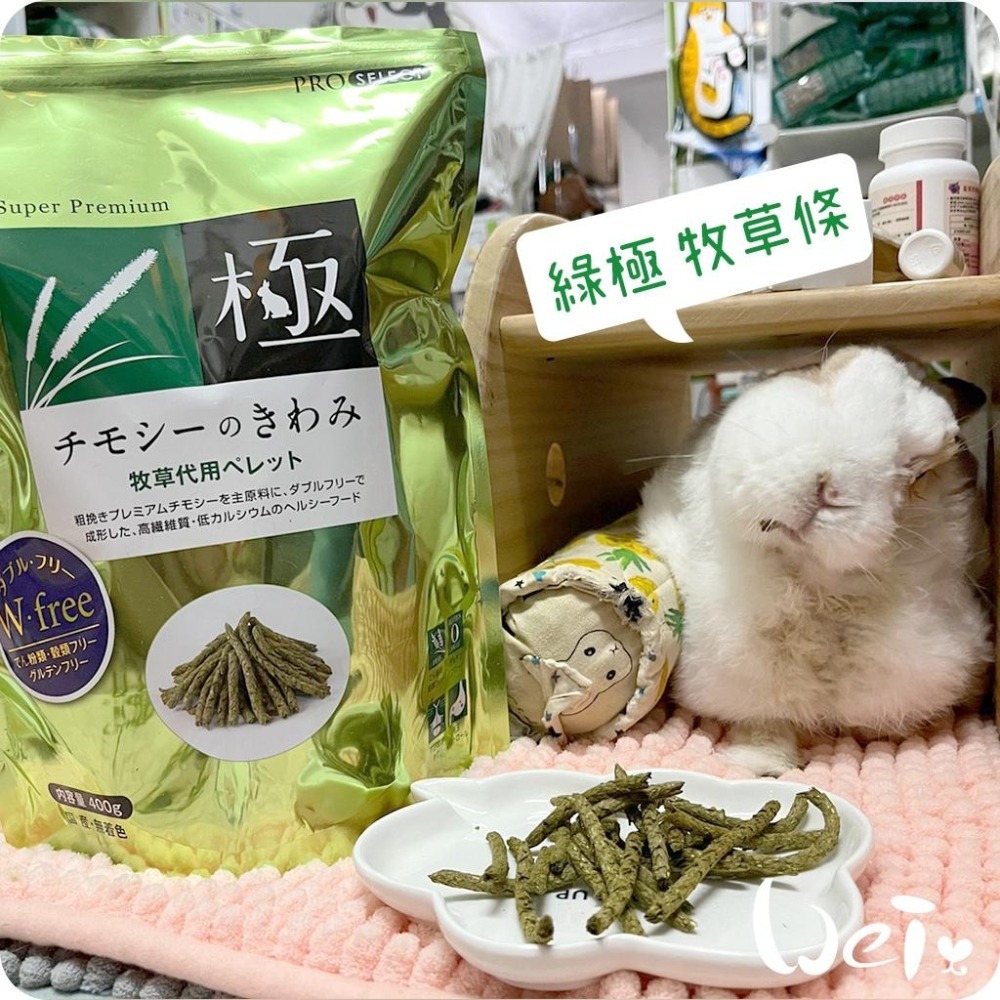 魏啥麻-日本HI PET 綠極牧草條 400g(低鈣 無苜蓿無澱粉穀物 添加乳酸菌)(兔 天竺鼠)-細節圖3