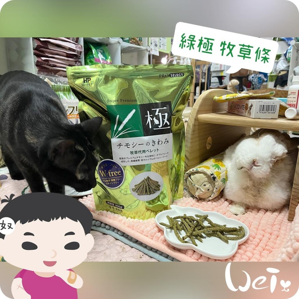 魏啥麻-日本HI PET 綠極牧草條 400g(低鈣 無苜蓿無澱粉穀物 添加乳酸菌)(兔 天竺鼠)-細節圖7