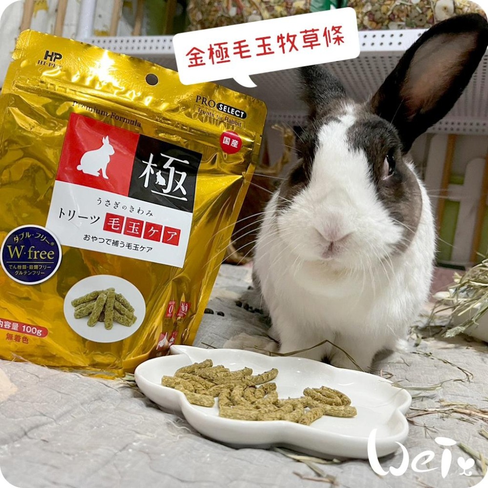 魏啥麻-日本HI PET金極毛玉牧草條 100g (無穀無麩質無苜蓿 木瓜酵素+維生素C)(兔 天竺鼠)-細節圖4