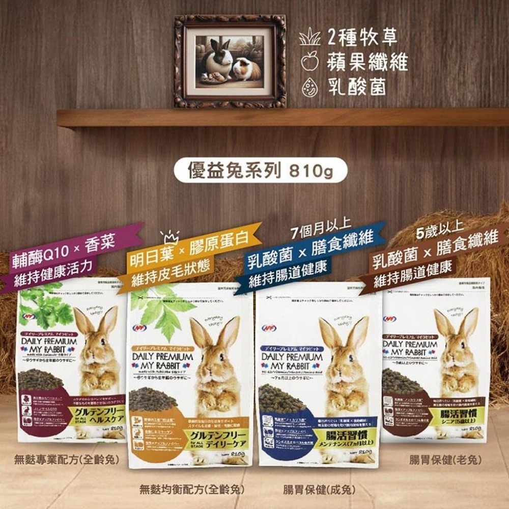 魏啥麻-日本NPF恩貝護 腸活保健成兔 810g (粗纖維(20.8%)蒲公英 車前草 桑葉 乳酸菌)(兔飼料)-細節圖4
