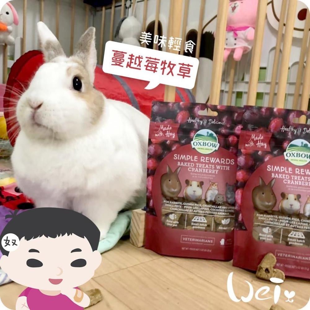 魏啥麻-美國OXBOW 蔓越莓牧草烘焙零食 85g (牧草餅)(兔 天竺鼠零食)-細節圖3