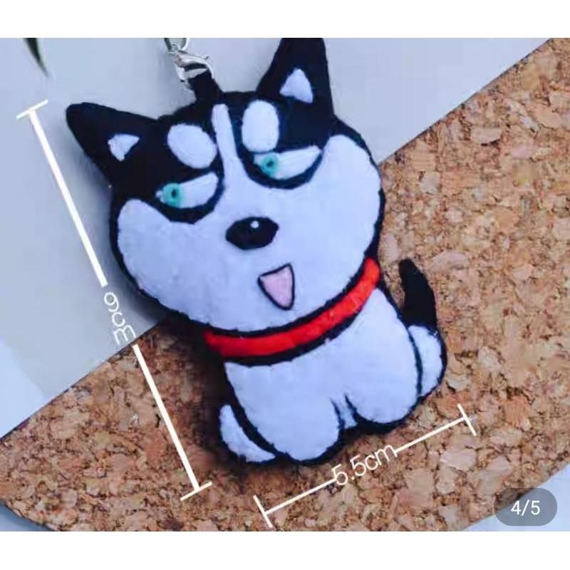 台灣現貨 親手縫更有愛【🍀幸福四葉草🍀】《哈士奇鑰匙圈鑰匙套掛飾》 diy材料包/ 不織布材料包/親子手作/批發/社團-細節圖2