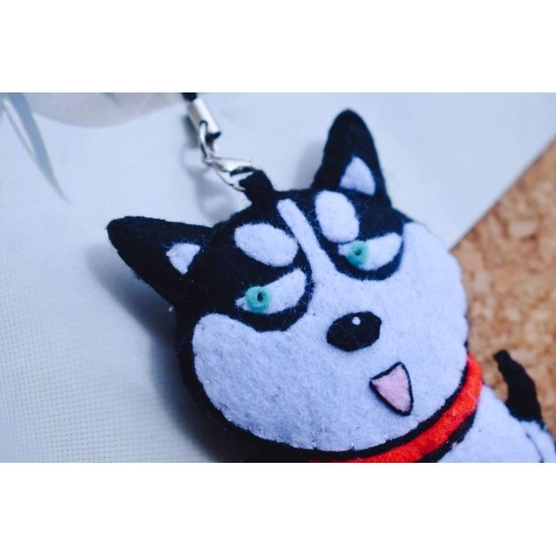 台灣現貨 親手縫更有愛【🍀幸福四葉草🍀】《哈士奇鑰匙圈鑰匙套掛飾》 diy材料包/ 不織布材料包/親子手作/批發/社團-細節圖3