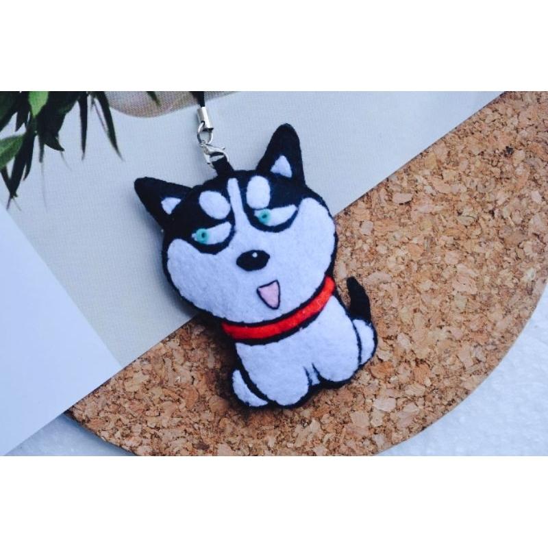 台灣現貨 親手縫更有愛【🍀幸福四葉草🍀】《哈士奇鑰匙圈鑰匙套掛飾》 diy材料包/ 不織布材料包/親子手作/批發/社團-細節圖5