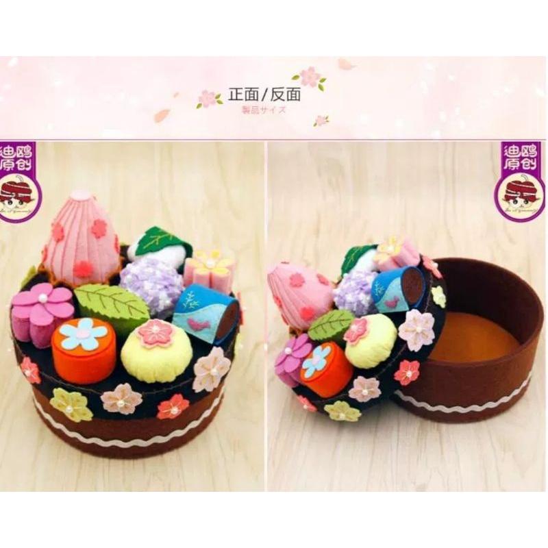 🇹🇼現貨 親手縫儀式感【🍀幸福四葉草🍀】《和風果子蛋糕置物盒》 diy材料包/ 不織布免裁剪/親子手作/批發/社團-細節圖3