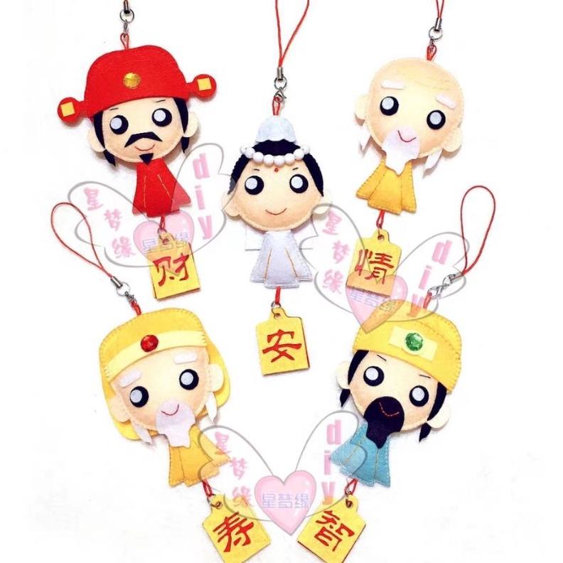 🇹🇼現貨 親手縫更有愛【🍀幸福四葉草🍀】《觀音 月老 福德 財神 文昌》 diy材料包/ 不織布免裁剪/親子手作/社團-細節圖2