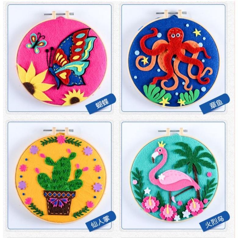 🇹🇼現貨 手作更有愛 【🍀幸福四葉草🍀】塑膠針雙面背膠《繡繃畫12生肖款》 diy材料包/ 不織布免裁剪/親子手作/社團-細節圖6